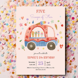 Eiscreme-LKW-Scoops für lustigen Kindergeburtstag Einladung