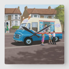 Eiscreme-Lkw-Uhr Quadratische Wanduhr