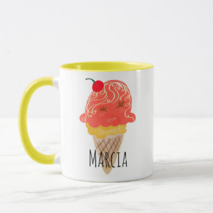 Eiscreme Lockiges Haar Kawaii Benutzername Tasse