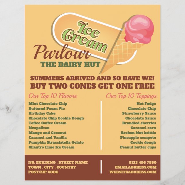 Eiscreme-Logo, Eiscremewerbung Flyer (Vorne)
