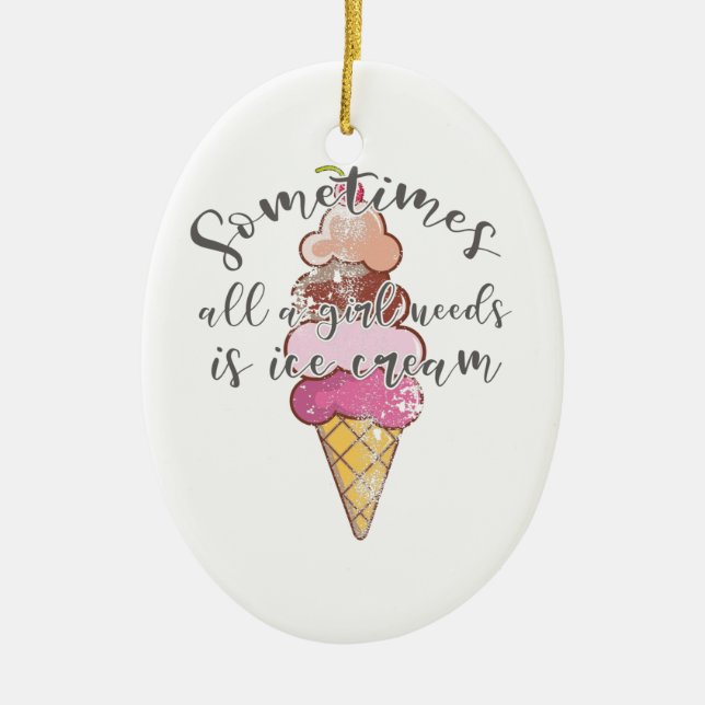 Eiscreme Lover Gift Girl Nadine Keramik Ornament (Vorne)