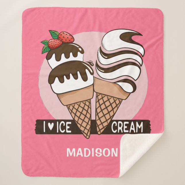 Eiscreme Lover individuelle Name- und Farbtücher Sherpadecke (Vorderseite)