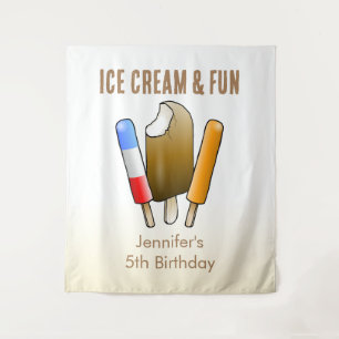 Eiscreme & Lustiger Geburtstag Wandteppich