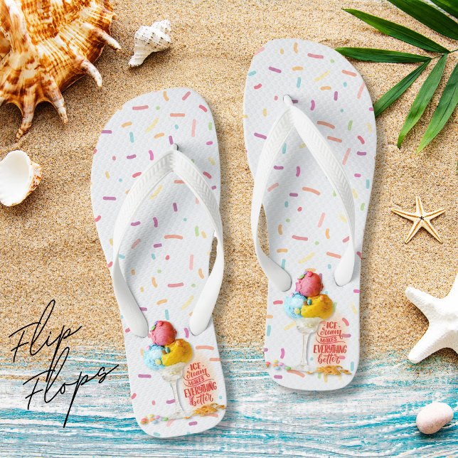 Eiscreme macht alles besser Strand Flip Flops (Von Creator hochgeladen)