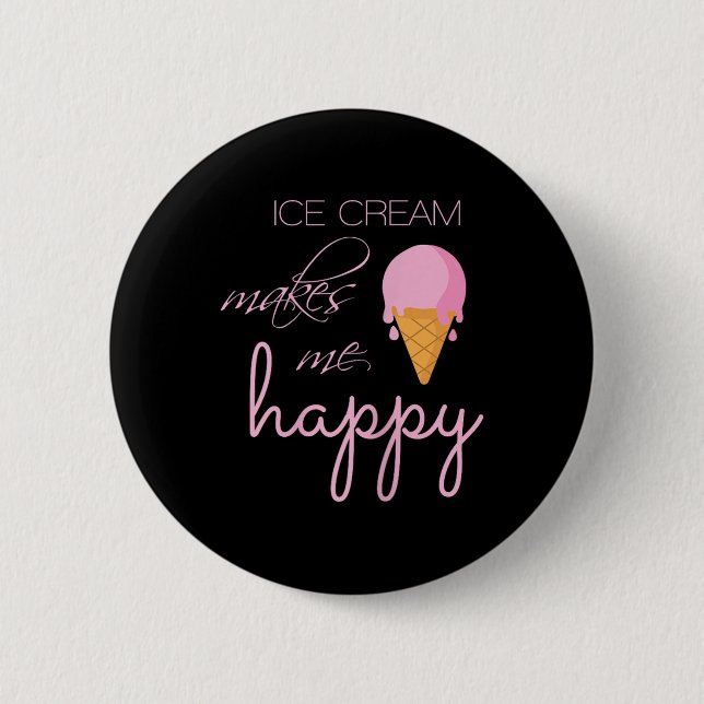 Eiscreme macht mich glücklich, Niedliche Sommer-Li Button (Vorderseite)