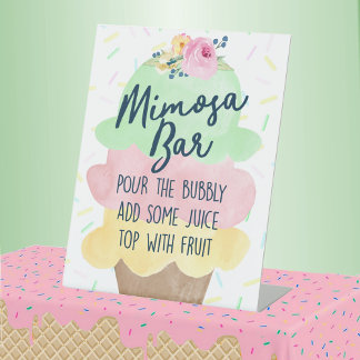 Eiscreme Mimosa Bridal oder Babydusche Sockelschild