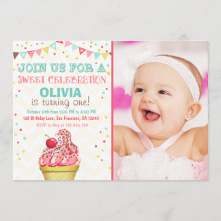 Eiscreme-Minze-Rosa Party Geburtstagseinladung Einladung