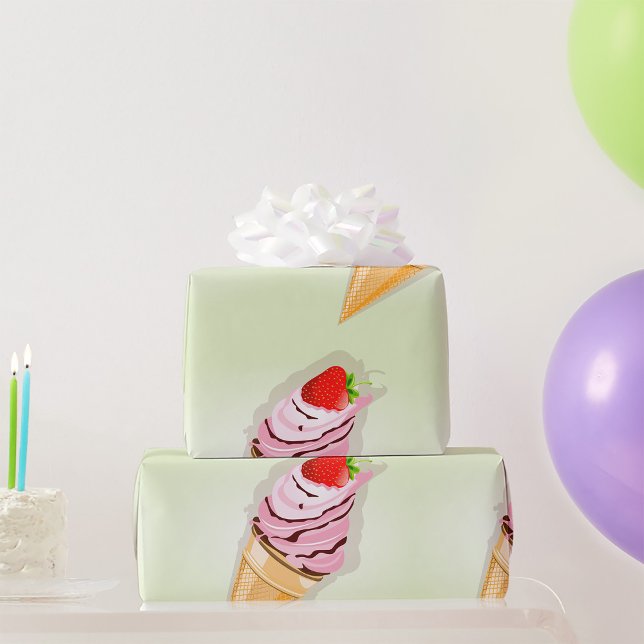 Eiscreme mit Erdbeere Geschenkpapier (Von Creator hochgeladen)