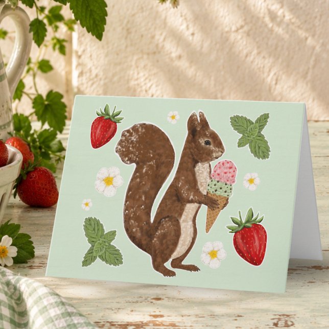 Eiscreme mit Erdbeere Whimsical Squirrel (Von Creator hochgeladen)