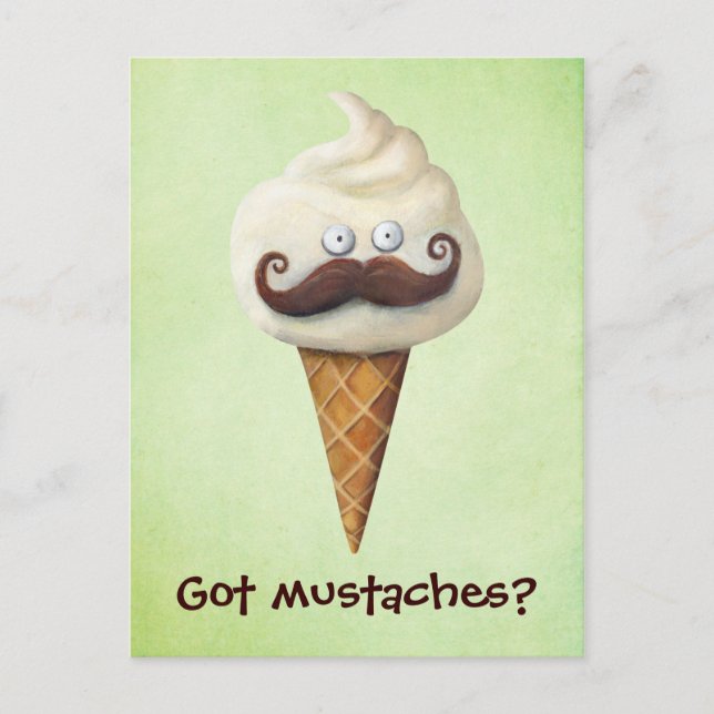 Eiscreme mit Mustaches Postkarte (Vorderseite)