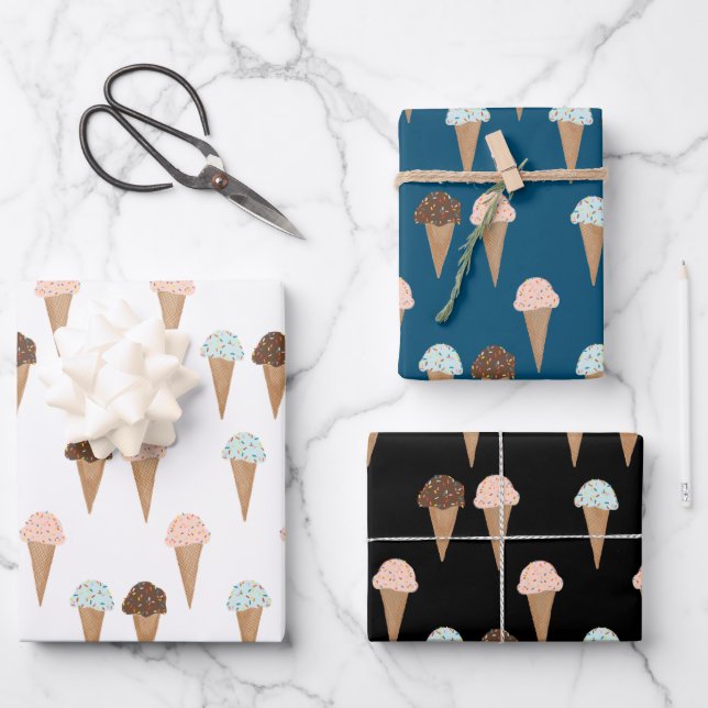 Eiscreme mit Sprinklen Modernes Niedliches Geschen Geschenkpapier Set (Vorderseite)