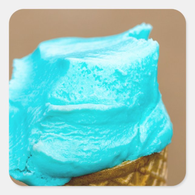 Eiscreme mit Waffelmakro Quadratischer Aufkleber (Vorderseite)