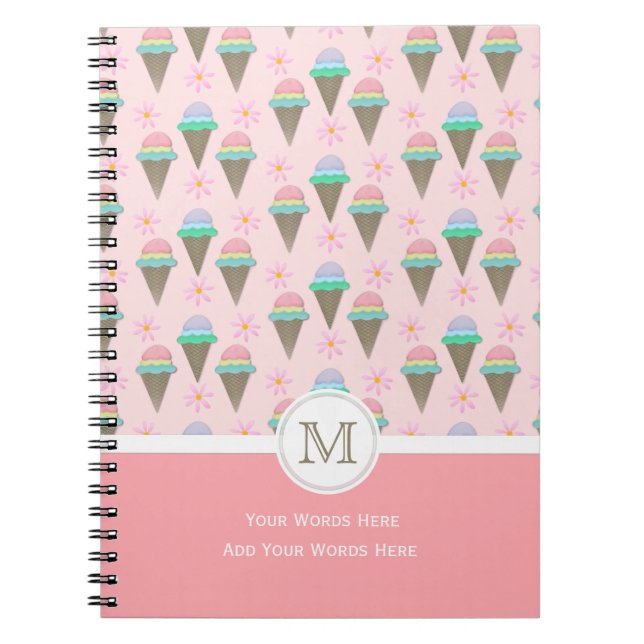 Eiscreme-Monogram-Notebook Notizblock (Vorderseite)