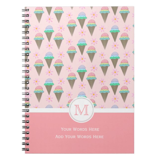 Eiscreme-Monogram-Notebook Notizblock (Vorderseite)