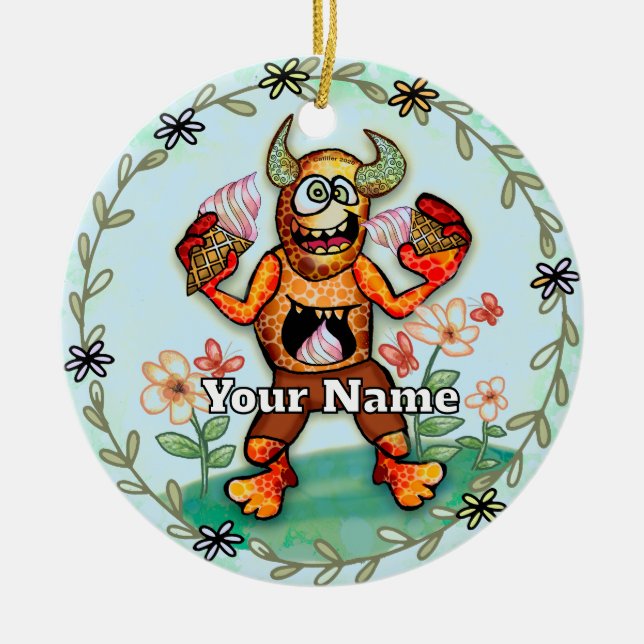 Eiscreme-Monster Keramik Ornament (Vorne)
