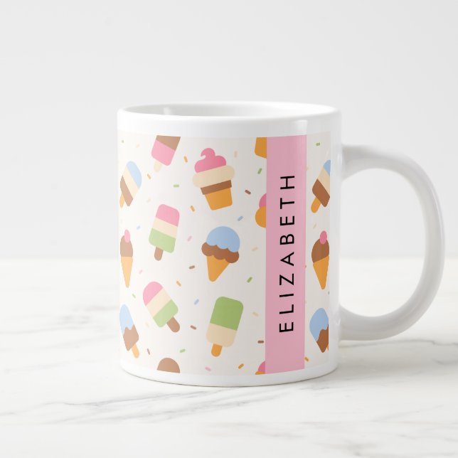 Eiscreme-Muster, Eiscreme, Ihr Name Jumbo-Tasse (Rechts)