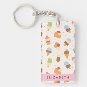 Eiscreme-Muster, Eiscreme, Ihr Name Schlüsselanhänger