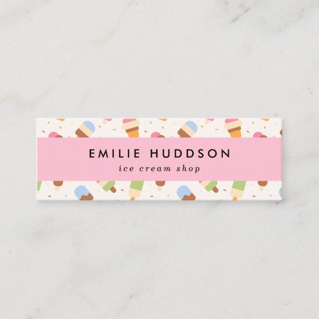 Eiscreme-Muster, Eiscreme-Shop, Ice Creme Parlo Mini Visitenkarte (Vorderseite)