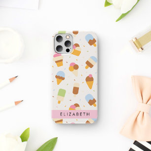 Eiscreme-Muster, Eistüte, Ihr Name iPhone 16 Hülle