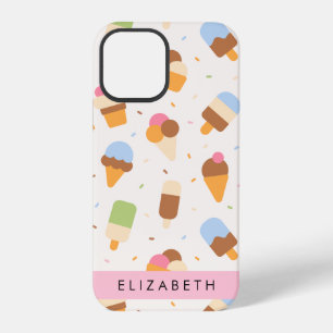 Eiscreme-Muster, Eistüte, Ihr Name iPhone 12 Pro Hülle