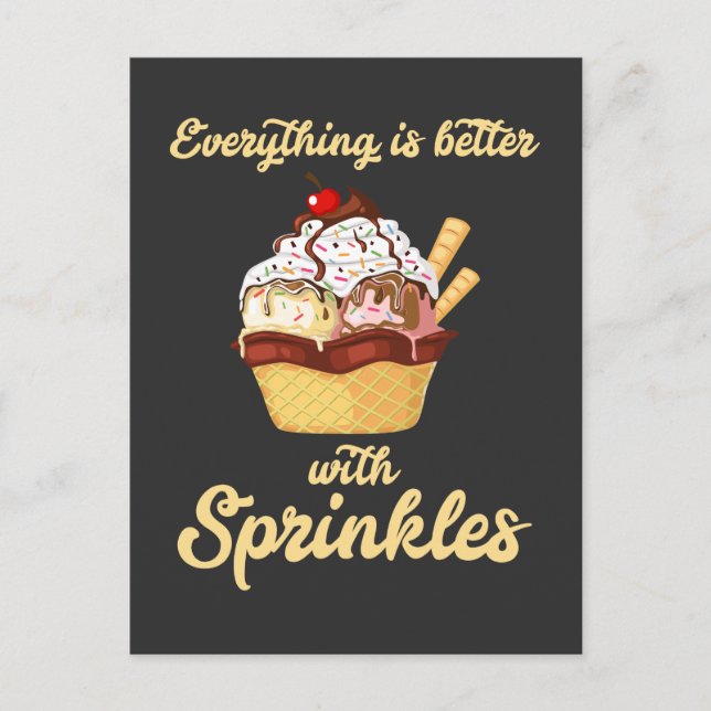Eiscreme-Nachspeise Sprinkles Icecream Liebhaber d Postkarte (Vorderseite)