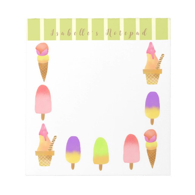 Eiscreme Notizblock (Vorderseite)
