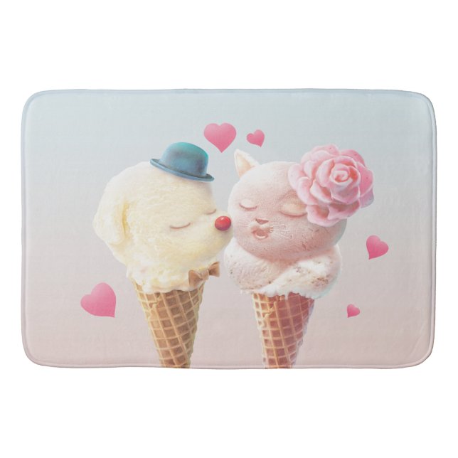 Eiscreme-Paar - Liebe bei First Lick Badematte (Vorderseite)