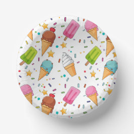 Eiscreme-Papier-Schalen, süße Dessert-Leckerei Pappteller