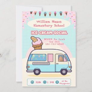 Eiscreme-Party-Einladung mit Eiscreme-Wagen Einladung