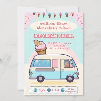 Eiscreme-Party-Einladung mit Eiscreme-Wagen Einladung