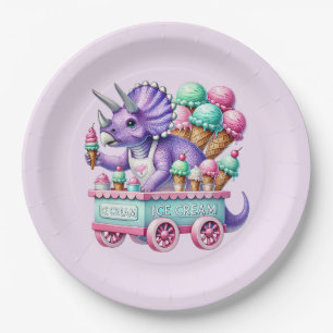 Eiscreme-Party für Kinder mit Dinosaurier-Motiv fü Pappteller