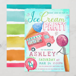 Eiscreme-Party Geburtstag Einladung