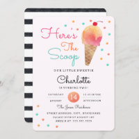 Eiscreme Party Kinder Rosa Geburtstagseinladung