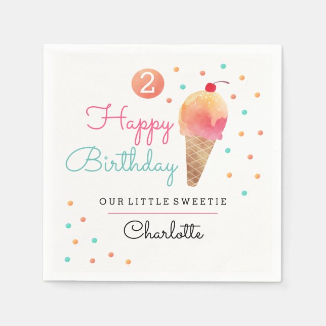 Eiscreme Party Kindergeburtstag Party Napkins Serviette (Vorderseite)