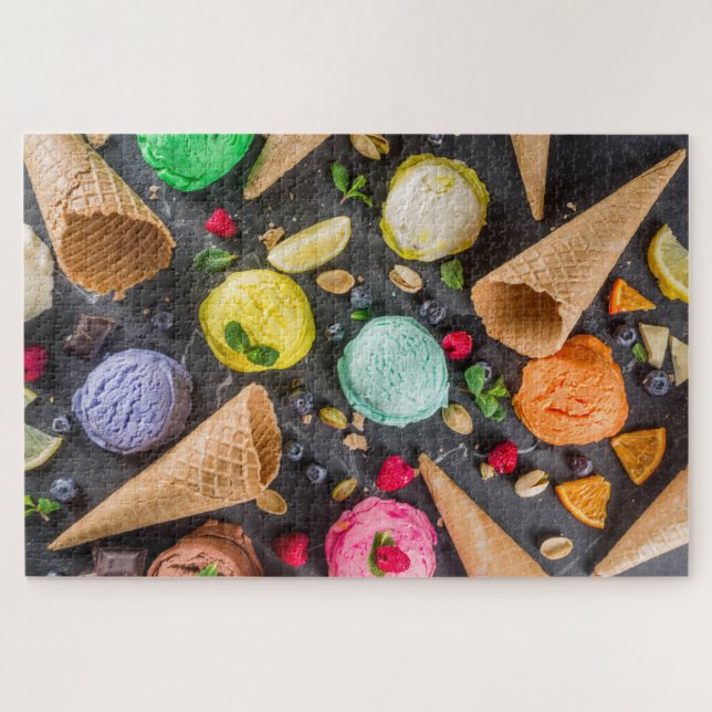 Eiscreme-Party Modernes, farbenfrohes Esstisch Puzzle (Horizontal)