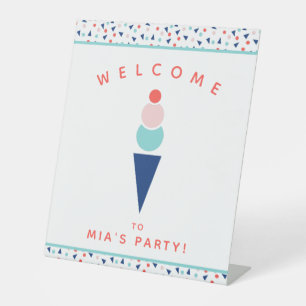 Eiscreme Personalisiert Name Kinder Party Sockelschild
