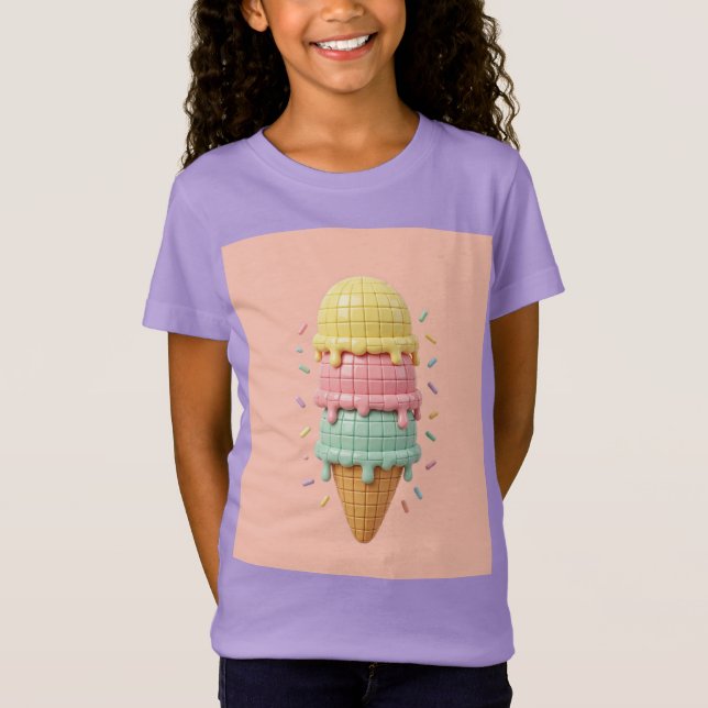 Eiscreme - pfirsichfarbener Hintergrund  T-Shirt (Vorderseite)