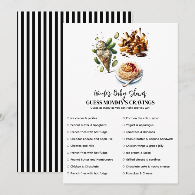 Eiscreme & Pickles Cravings Baby Showspiel Einladung (Vorne/Hinten)