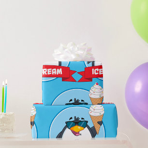 Eiscreme-Pinguin-Sonnenbrillen-Umschlagpapier Geschenkpapier