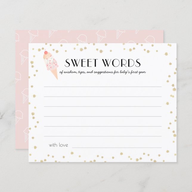 Eiscreme Pink Babydusche Sweet Words of Wisdom (Vorne/Hinten)