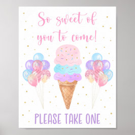 Eiscreme Pink Gold Pastell Geburtstag Gefälligkeit Poster