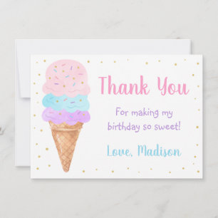 Eiscreme Pink Gold Pastell Geburtstag Vielen Dank Dankeskarte