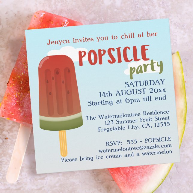 Eiscreme Popsicle Party Girl Geburtstagseinladung Einladung (Celebrate your summer birthday with this cute Popsicle party invitation. Just add your details)