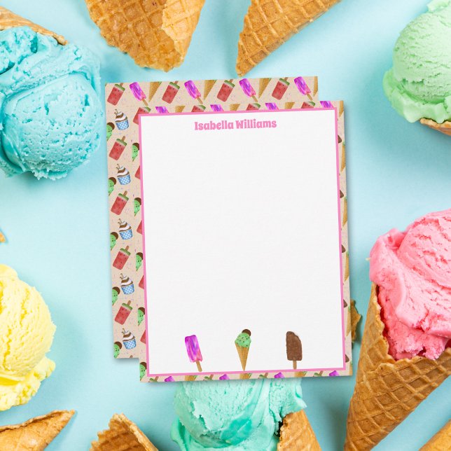 Eiscreme-Popsicles-Muster Personalisiert Mitteilungskarte (Delightful ice cream popsicle pattern on personalized note card.)