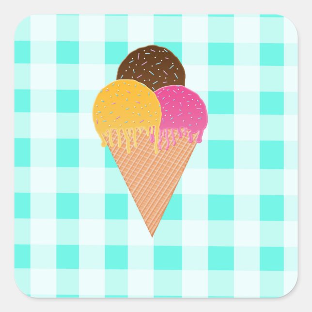Eiscreme Quadratischer Aufkleber (Vorderseite)
