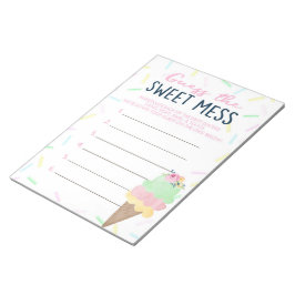 Eiscreme rät die süße Schlamassel-Antwort Notizblock