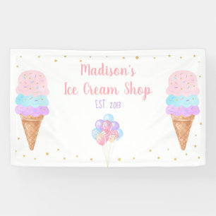 Eiscreme Rosa Goldpastete Geburtstag Banner