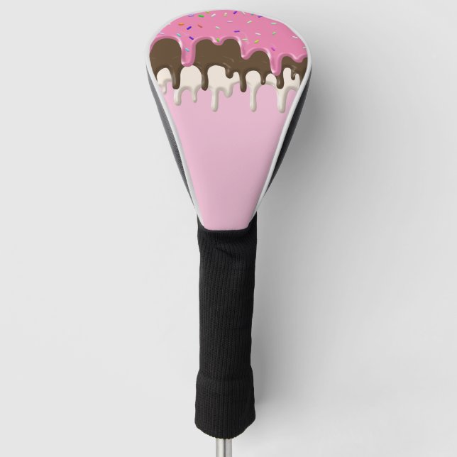 Eiscreme Rosa Zuckerguss Sprinklen Tropfen Golf Headcover (Vorderseite)
