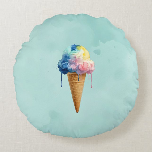 Eiscreme Rundes Kissen (Vorderseite)