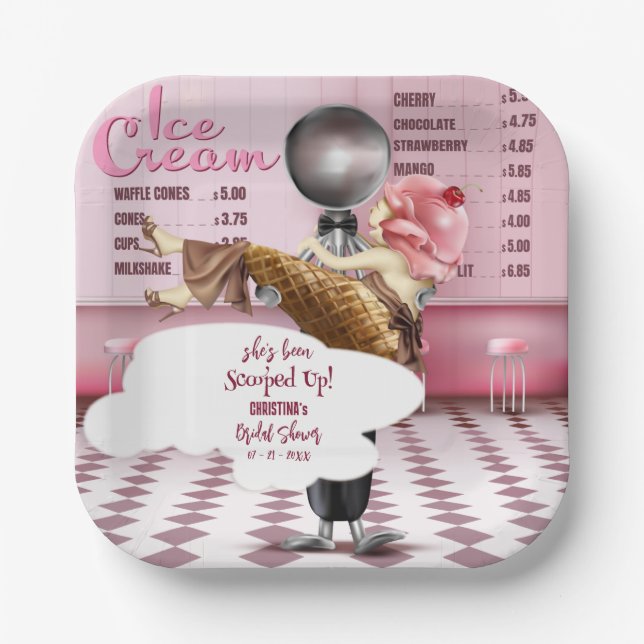 Eiscreme-Salon Sie wurde aufgedeckt Pappteller (Vorderseite)